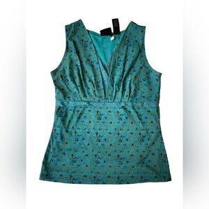 VINTAGE Y2K AXCESS TEAL V NECK MESH TANK TOP WOMENS SMALL GOING OUT